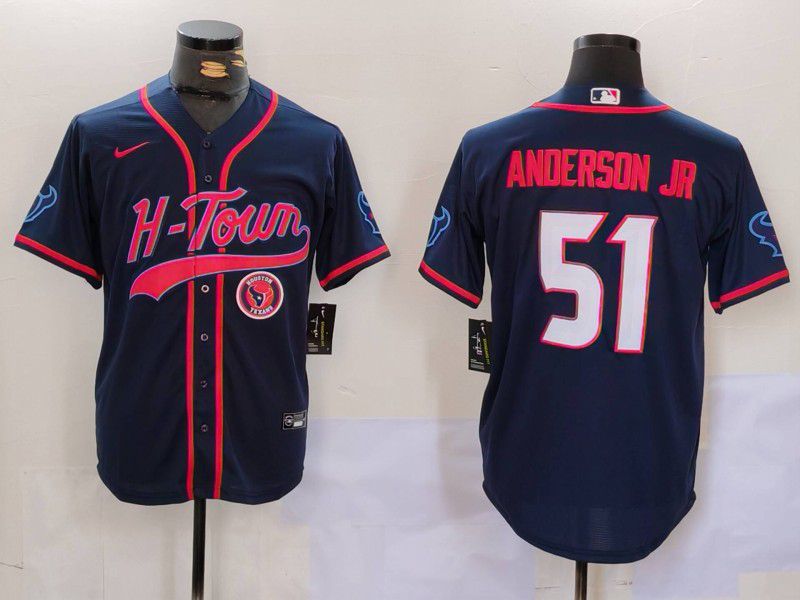 Men Houston Texans 51 Anderson jr Blue Second generation joint name 2024 Nike Limited NFL Jersey style 3